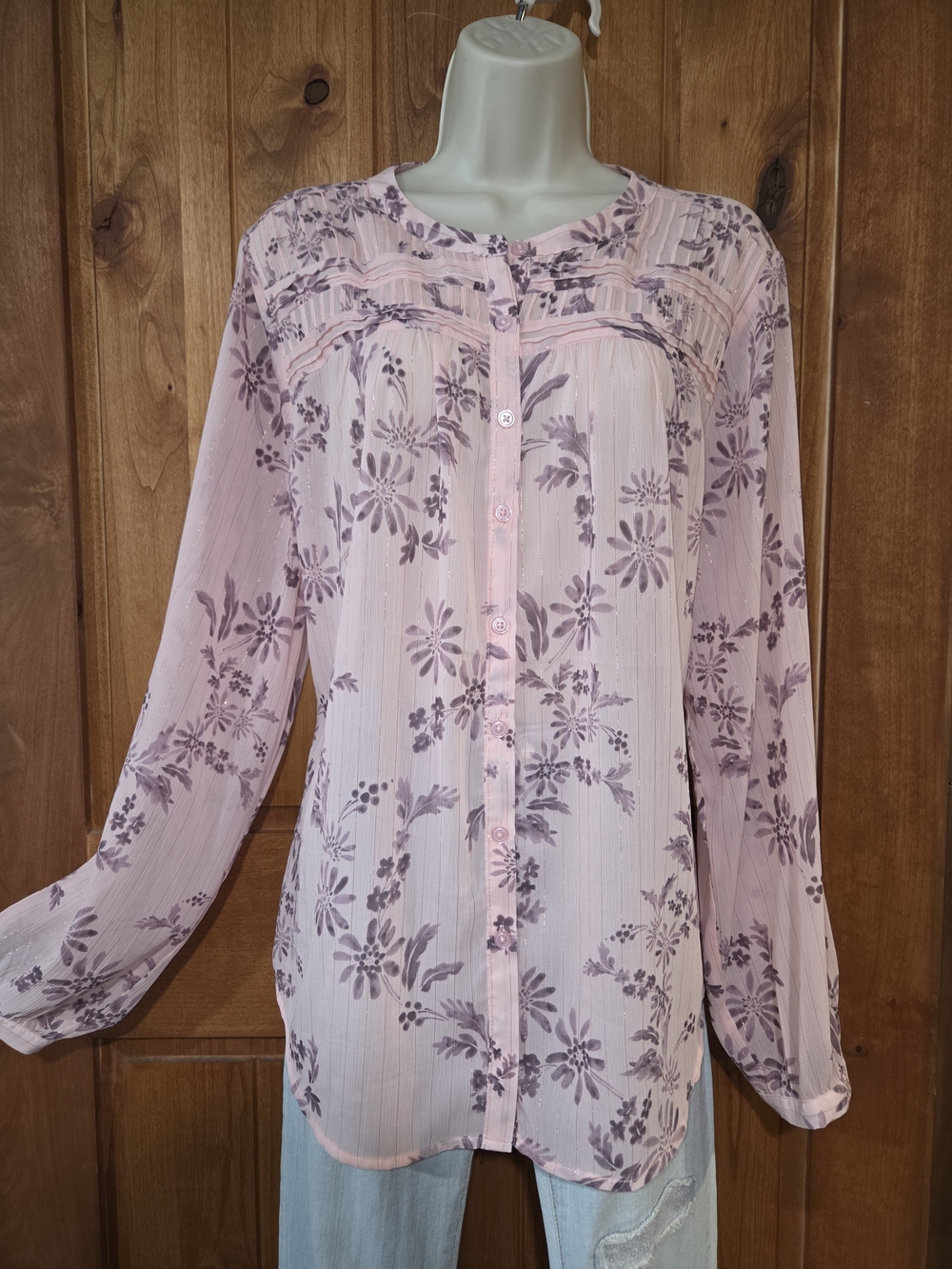 Torrid Light Pink Floral Button-Front Blouse